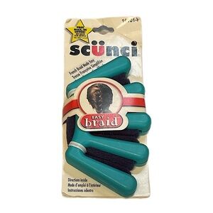 Scunci Easy Braid Hair Tool in Teal and Black vintage